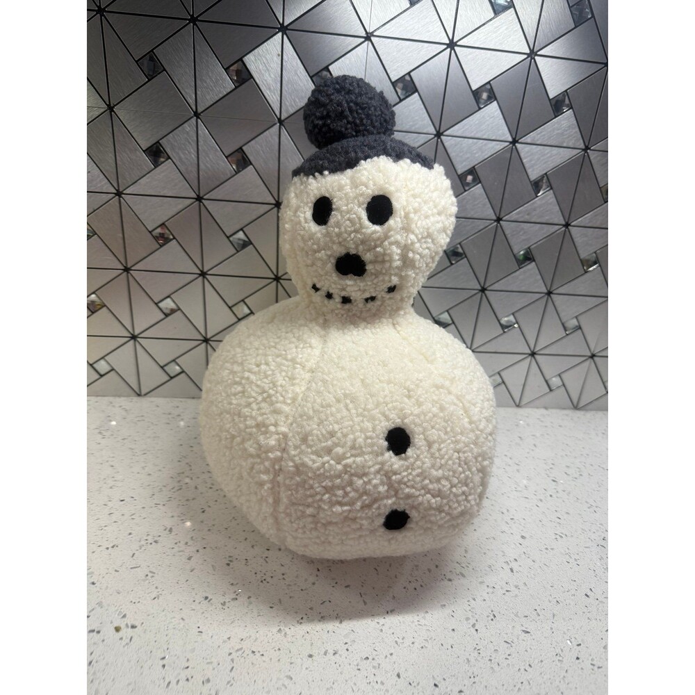 Merry Moments Aldi Snowman Sherpa Plush Figure Pillow Christmas 11” 2023 Cut Tag